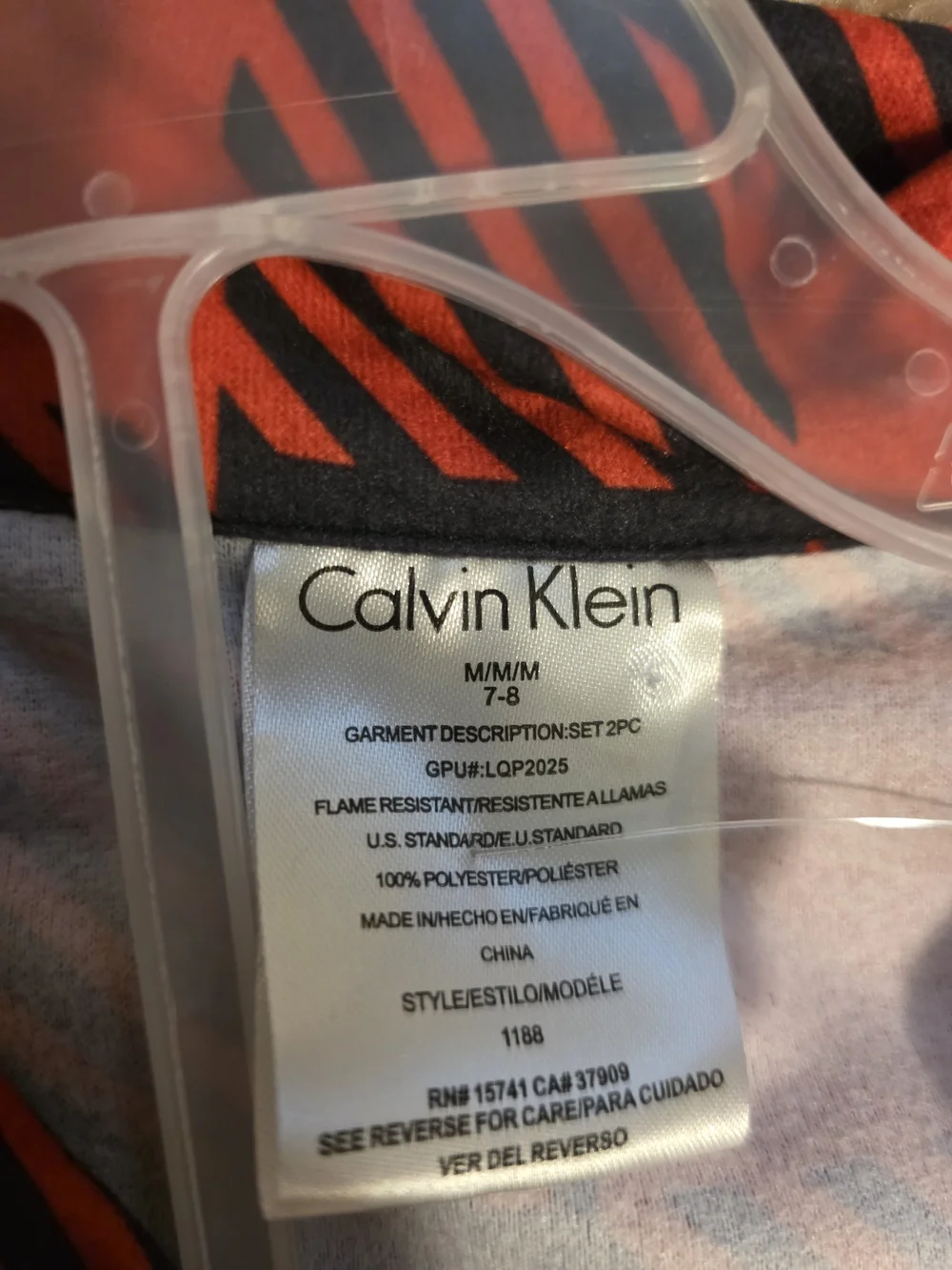 Calvin Klein Red and Black Buffalo Plaid Kids Pajama Set - Button Front